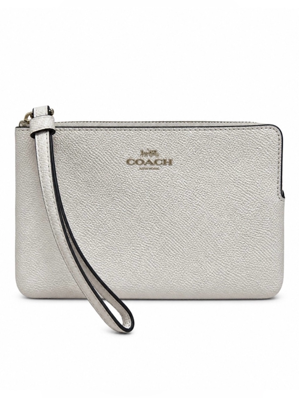 🤍NWOT COACH CHALK OFF-WHITE CREAM LEATHER CORNER ZIP WRISTLET🤍